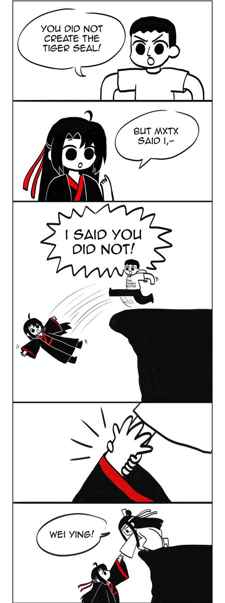 la_mian_mian's tweet photo. Here's my interpretation of that first scene in ep 1 live action😂 I don't have the heart to draw JC face stabbing WWX with sword so I made him use  the other end XD
#MDZS #weiwuxian #lanwangji #jiangcheng #chenqingling #theuntamed #modaozushi #GrandmasterofDemonicCultivation https://t.co/Mj21v8Tl5R