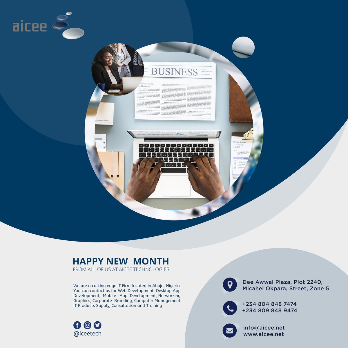 aiceetech's tweet photo. Happy new month from all of us @aiceetech - Wishing you the very best of July.
#newmonth #happynewmonth #ict #techhouse #seo #webdesign #softwaredevelopment #networking #dataadministration #corporatebranding #supplies #securitysolutions #training #consultancy #nigeria #marketing https://t.co/VoCokzV6E3