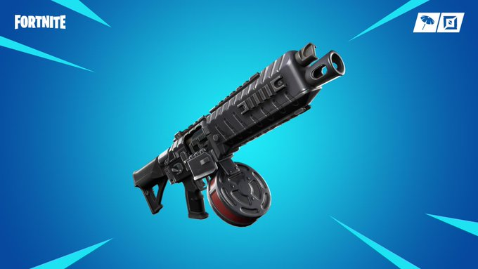ScourgeLeaks's tweet image. #Fortnite drum shotgun info:

- Available in Common, Uncommon, and Rare variants.
- Has a clip size of 12
- 45 / 47 / 50 damage per shot.
- Available from Floor Loot, Vending Machines, and Loot Carriers!