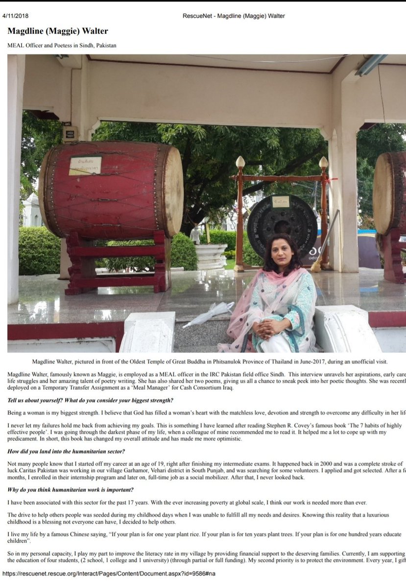 MaggiWalter's tweet photo. Throwback. In 2018 #IRC had covered my interview for #rescueNet and gave me place in staffspotlight section for consecutive 2 quarters in local(Pakistan) and regional level newsletters. I'm Proud to Being Humanitarian! https://t.co/f4qr0EJjEF