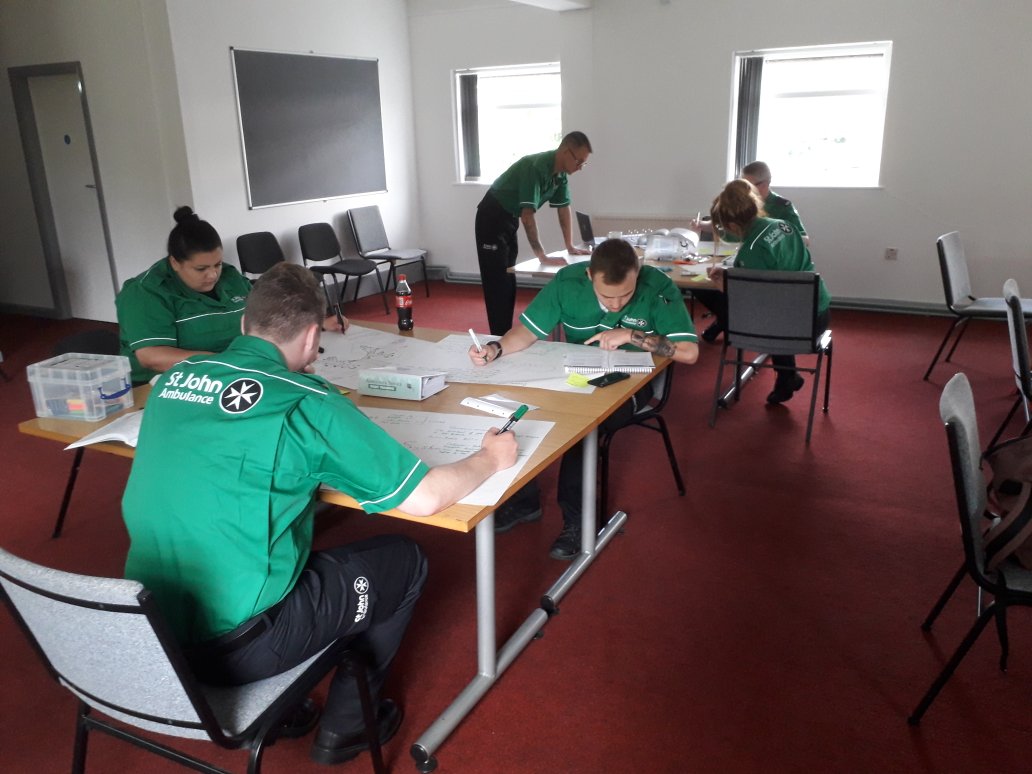 JamesLindleySJA's tweet photo. A productive morning for the new @sjaaops #ECA cohort being trained out of Newcastle. Learning the basics about the #cardiovascular and #respiratory systems. #ClinicalTrainer #MySJAday https://t.co/zatSY5dGRJ