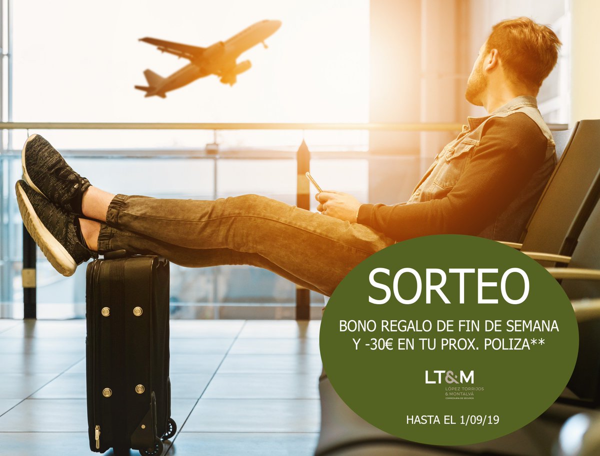 #SORTEO Si todavía no has participado hazlo ya y gana un viaje para dos personas en España, ¡y un descuento de 30€ PARA LOS QUE PARTICIPÉIS en la próxima póliza de #seguro que contratéis con @ltmseguros! 

1 Síguenos y haz RT a este post
2 Dinos a qué destino te gustaría viajar