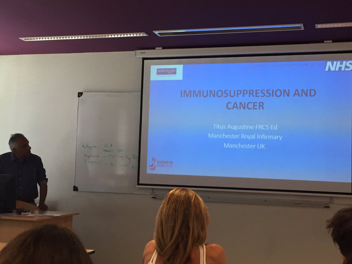 MRITransplant's tweet photo. This week is @IPITA_YIC Congress in Lyon and as always Manchester has a very prominent role. @AugustineTitus opens the afternoon session of the #IPITA_YIC symposium with his views and knowledge of cancer and immunosuppression. https://t.co/gLROWogoI5