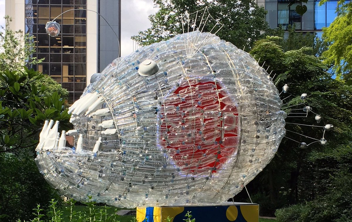 workingforher's tweet image. My favourite app is @Refill It shows places where you can refill your water bottle for free. 
You can see the Robeco Refill Competition winners in a pop-up sculpture park in St Botolph Gardens, next to Liverpool Street Station. Sculptures designed by school children.