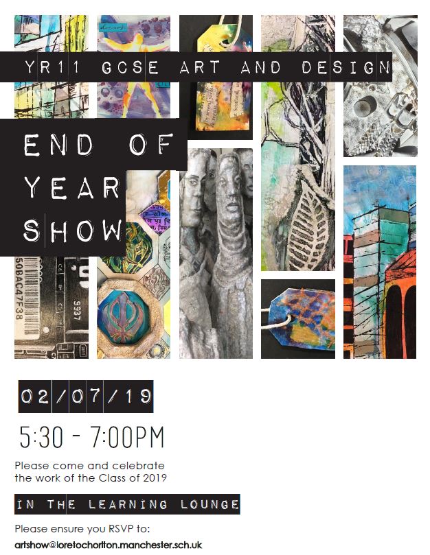 Loreto Y11 End of Year Art Show 2019 tonight! 5-7pm #loretochorlton #loretoart #manchesterschools #artexhibition