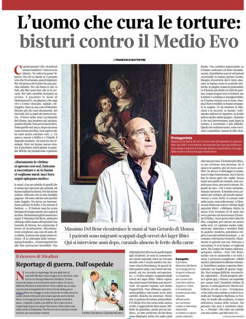 liberobatt's tweet photo. Non ci credete che in Libia li torturino? Parla Del Bene, il chirurgo che cura i migranti (BN - Corriere della Sera) https://t.co/UsH5MWgiC7