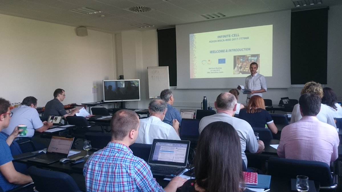 Inf_cell_H2020's tweet photo. 👉MID TERM MEETING of the @Inf_cell_H2020 project. 
Welcome presentation by the coordinator of the project Edgardo Saucedo from @IREC_Energia

@MSCActions @EUScienceInnov 
#kesterite #solarcells #PV https://t.co/sNppcIUxnb