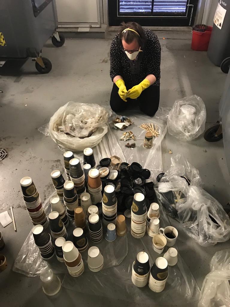 debralilleyLDS's tweet photo. Trawling waste to quantify the quantity and quality of #singleusecoffeecup #waste @lborolondon #lollybin was weirdly satisfying & very productive. #evaluating #designforbehaviourchange https://t.co/hbwsYCoeDr