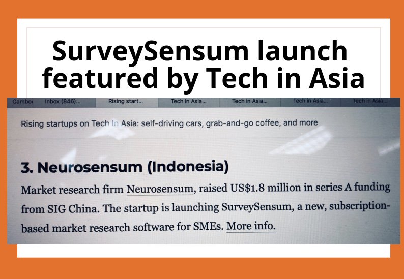 SurveySensum's tweet image. SurveySensum Powered by NEUROSENSUM is featured by Tech in Asia!

Read full coverage here techinasia.com/rising-startup…
#SurveySensum @neurosensum @techinasia #Singapore #startup #launch #productlaunch #Featuring #SingaporeNews #Tech #AI #Businesstalk
