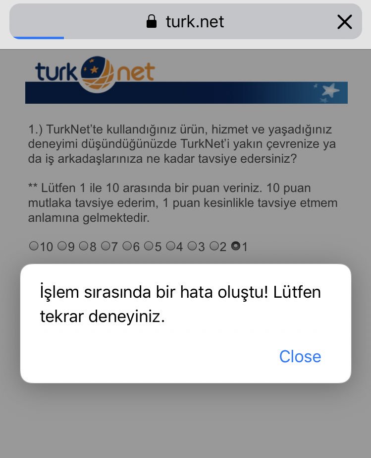 Zavallı @TurkNet 😏 Şayet 1 puan verenleri engellemek içinse bu çaba, söyleyeyim; Ahmaklık. Yok teknik problem var internetten dolayı ise evde MAALESEF Turknet kullanıyo...kullanamıyorum. Sizin olmayan internetiniz. Umarım bitersiniz komple. İyi günler sevgili @TurkNetDestek