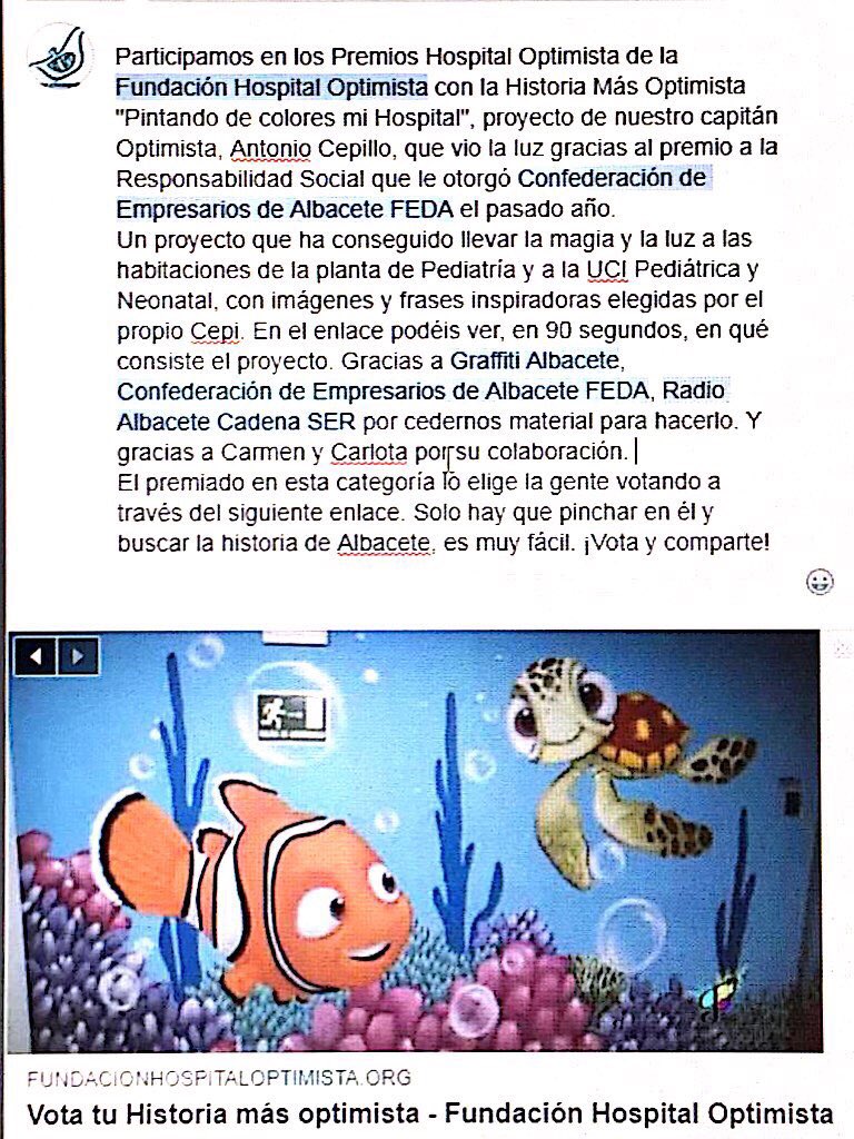 Somos candidatos al premio en la historia más optimista. Una historia preciosa, vota y comparte. #gaialbacete #hospitaloptimista   fundacionhospitaloptimista.org/votar-historia…