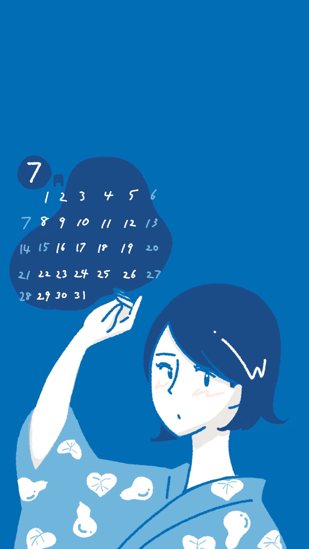 チチチ 7月のカレンダー作りました シンプルバージョンと七夕バージョン カレンダーイラスト 7月のカレンダー 絵師の集い チチチ 待ち受け配布 カレンダー配布 カレンダー イラスト イラストレーター 七夕 浴衣の女の子 描いてみた