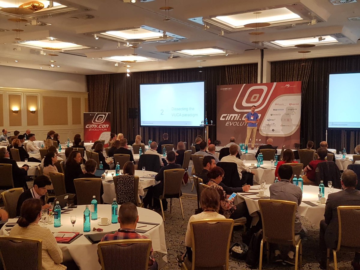 NetOfStrategy's tweet photo. Marcus Bitterlich from @RohdeSchwarz hosted a case study on how to survive - and succeed - in volatile, uncertain, complex and ambiguos environments: "Navigating the VUCA world in an agile way" at #CiMiCON. #Agile #CompetitiveIntelligence https://t.co/LMqEAgpy5p