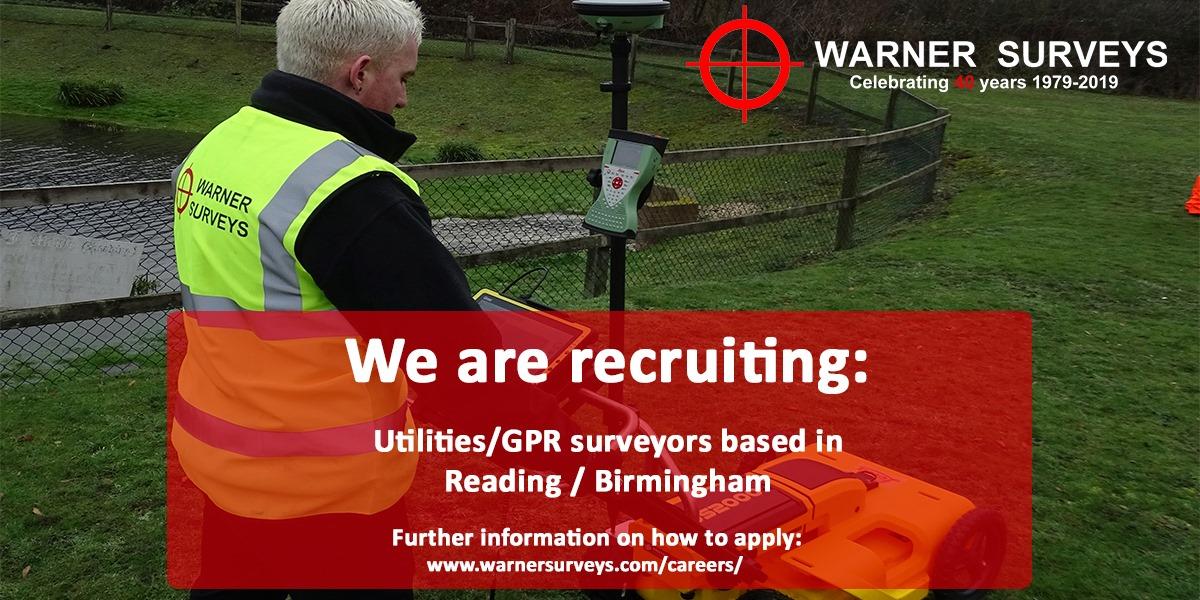 WarnerSurveys's tweet photo. Warner Surveys are recruiting. If you are a #GPR / Underground Utilities Surveyor with #PAS128 experience based near Reading or Birmingham, please get in touch and take the next step in your career. https://t.co/0Ui5iEFYp3 #UtilitySurveyors #UtilityMapping https://t.co/DGTQSlZ4ri