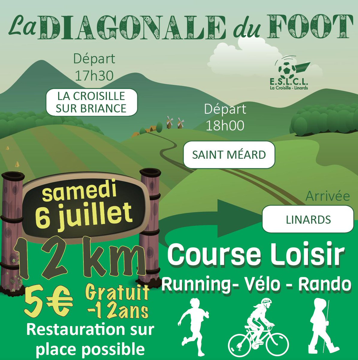 ESLCL87's tweet photo. Samedi nous organisons la Diagonale du Foot !! Une course loisir de 12 km ou 6 km entre La Croisille et Linards. 🌲🌳 ▶ https://t.co/uCEjxQumg1

Avis à tous les passionnés de #rando #course #vélo #running #nature #limousin #courseapied #randonee #sport https://t.co/cdkZz1aceP