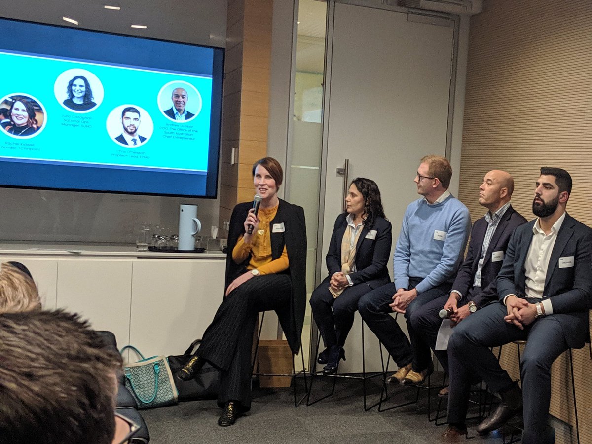 TCPinpoint's tweet photo. #PropTechSa launches with a panel discussion from @TCPinpoint founder @RachelKidwell, Julia Callaghan of Suho, @kdrage of @LeapSheepBiz, @AndrewDunbar_1 of @sa_chiefentrep, and Chris Omeissah of @kpmgaustralia https://t.co/v6D9D7Pc0m