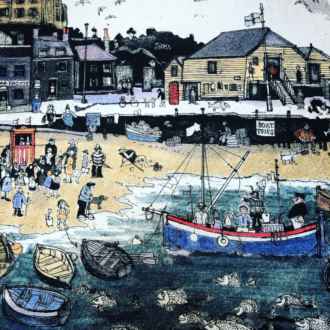 The Jetty, inspired by lovely #Broadstairs grahamclarke.co.uk #etching #printmaking #grahamclarke #kentcoast