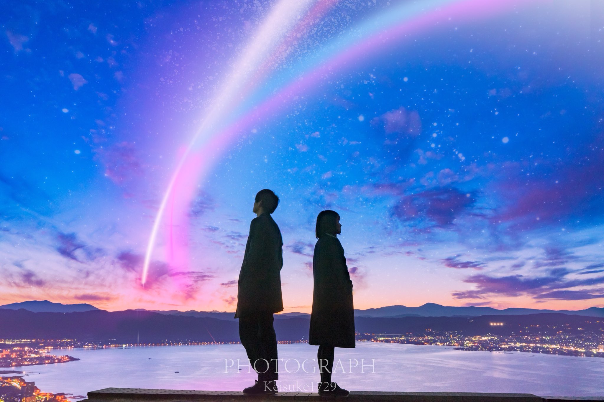 けーすけ 前前前夜に放送された君の名は をイメージしました 撮影地は聖地 諏訪湖です 彗星はphotoshopで描きました 君の名は 君の名は聖地 東京カメラ部 長野県が美しい 写真好きな人とつながりたい 星空 T Co W8tz7t4izp Twitter