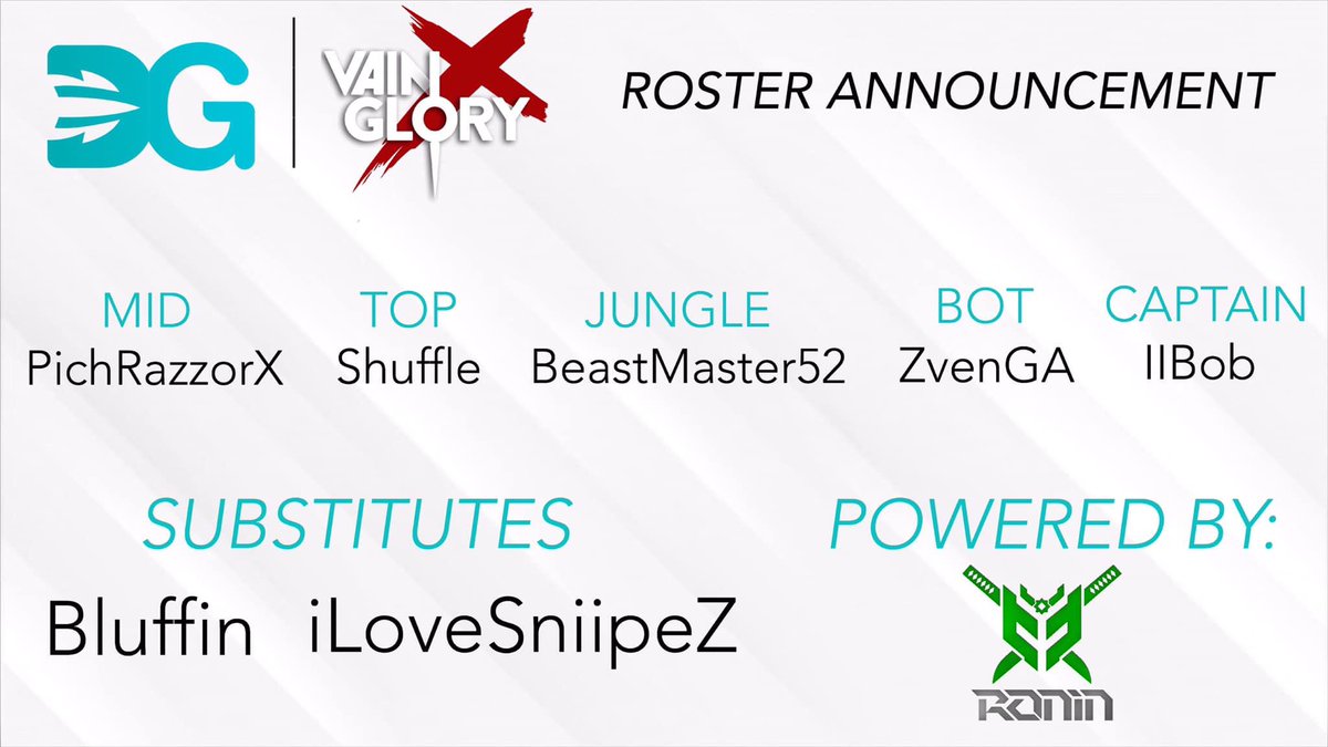 DiversityKH's tweet photo. Our official Vainglory’s Roster is HERE!
Give us your support for the upcoming SEA Tournament! 🤩 
Diversity Gaming is proudly sponsored by RONIN Gaming Gear
#DG #Vainglory #RONIN #NeverSurrender https://t.co/Y5OeCnwOz1