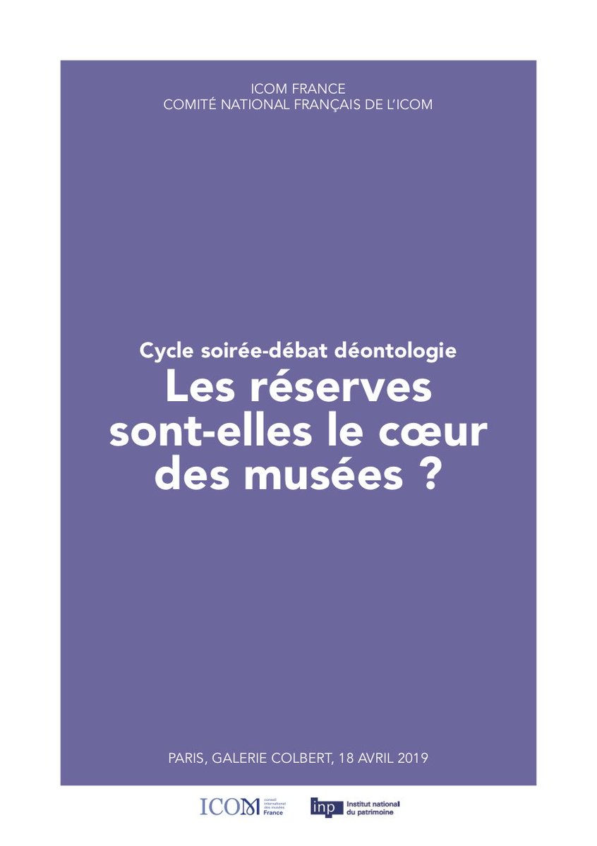 ICOM_France's tweet photo. 📘 "Les réserves sont-elles le coeur des musées ?" : retrouvez la synthèse de la soirée-débat déontologie organisée le 18 avril dernier avec l'@Inp_patrimoine.
👉 https://t.co/y2H18PUY3f 
#publication https://t.co/rYQCZILNoF