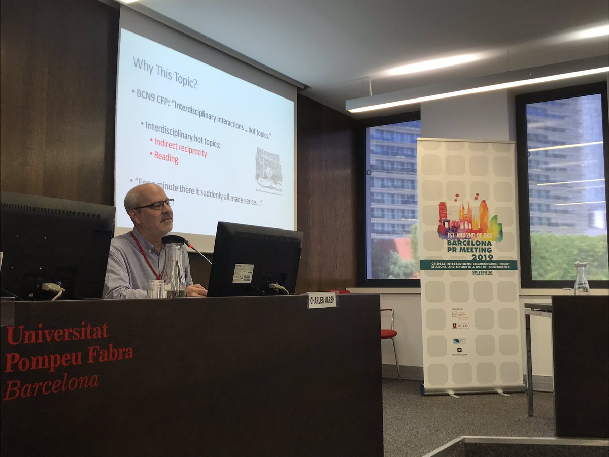 BcnMeetingPR7's tweet photo. Live from #BCNPR9 Charles Marsh from @KUnews it’s currently presenting “The five R’s of Public Relations” 
#communications #PR #upf #uoc #waikato #BCNPR2019 https://t.co/EAjwGnwU0m