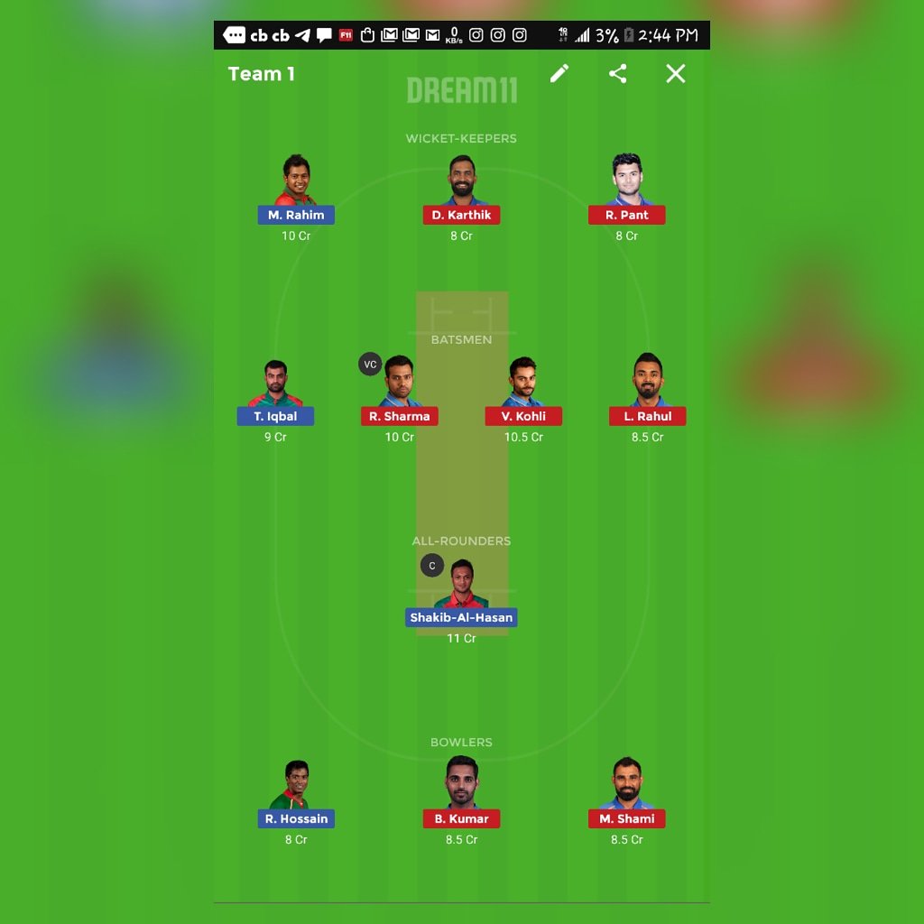 Royalgoyal23's tweet photo. #WorldCup2019
#ROYALGOYAL
#IND vs #Ban
Final team coming in instagram final team post👇
I'm on Instagram a https://t.co/CvcwcEVYjH
👆👆👆👆👆👆👆👆
#Gudluck
#Dream11Team #Dream11tips #Dream11 @Royalgoyal23 https://t.co/fPLuI6TMZf