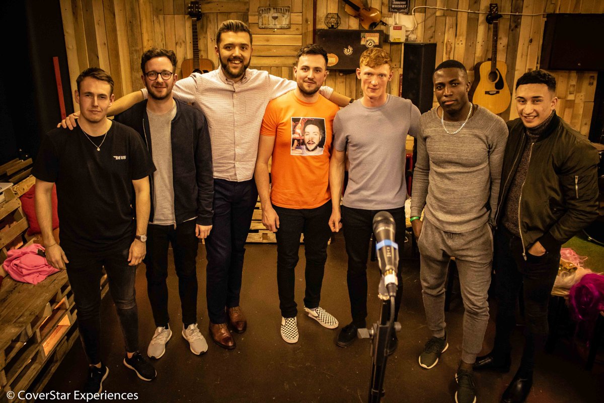 CoverStar_Exps's tweet photo. Toby and the lads had a ball recording #HighSchoolMusical's 'Breaking Free' on their #StagDo in #Liverpool!

#Singing #lads https://t.co/QwLKFPf7Jj