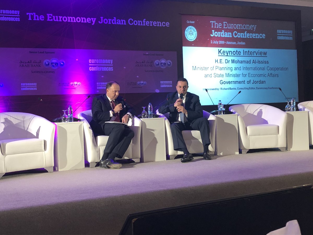 EuromoneyConf's tweet photo. HE Dr Mohamad Al-Ississ, Jordan’s Minister of Planning and International Cooperation on-stage now at #emJordan https://t.co/JSePPaNr0o