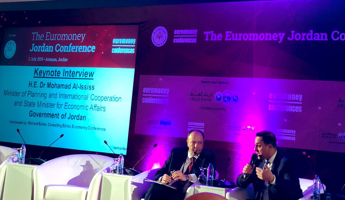 Aloquili's tweet photo. Sustainable economic resilience for jordan, we need to:
1- Grow on advancing our achievements to our economy
2- Generates jobs for Jordanians
3- Lower debts services dramatically - HE Mohamad Al-Ississ #Emjordan @EuromoneyConf #Jordan @MoPIC_Jordan https://t.co/47afLzo6oy