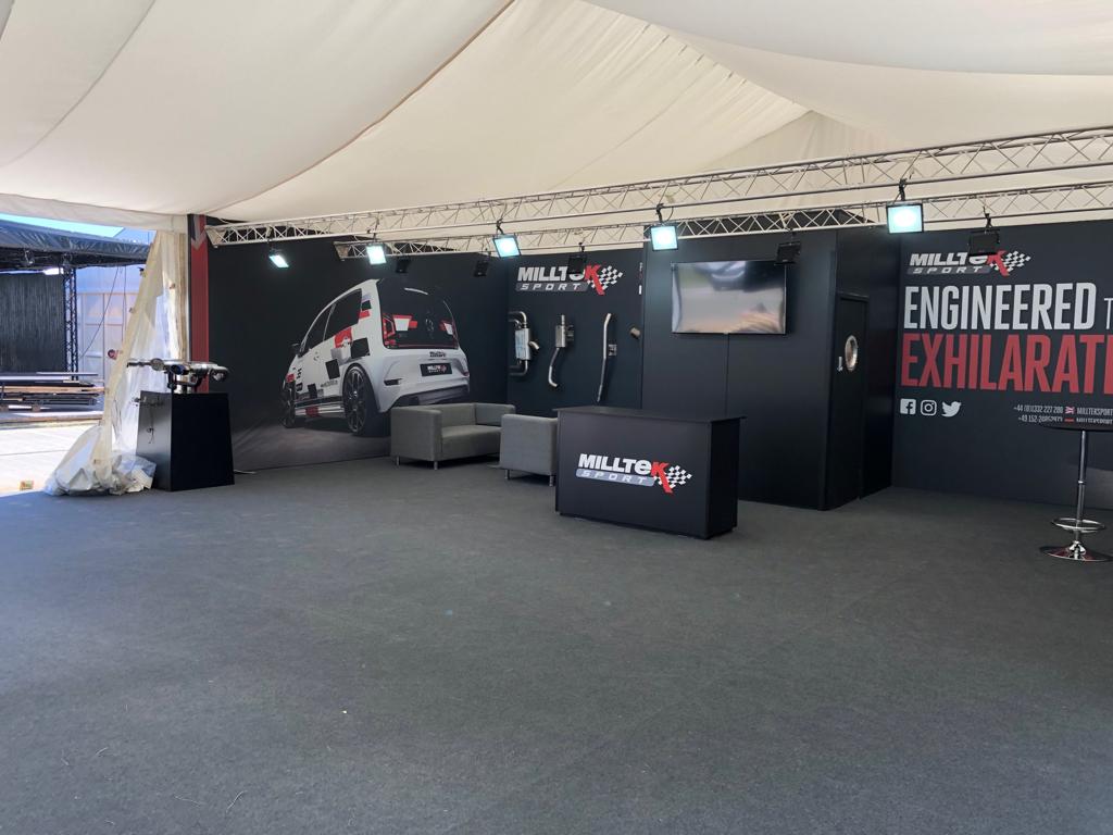 With less than 48hrs till <a href="/fosgoodwood/">Goodwood FOS</a> 2019 the stand for @MilltekSport is shaping up very nicely, well done team!! #standbuild #exhibitionlife #furniturehire #avhire
