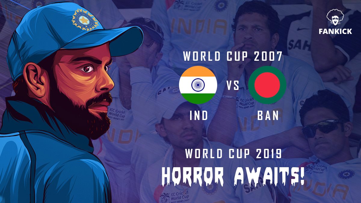 FanKickGlobal's tweet photo. Lose World Cup but don't lose against Bangladesh. World Cup 2007 Horror is still afresh, will India avenge the loss
#CWC19 #INDvsBAN #PredictAndWin #FankickCricketContest #CheerTeamIndia #ChakdeIndia https://t.co/NgH5BdbMWw