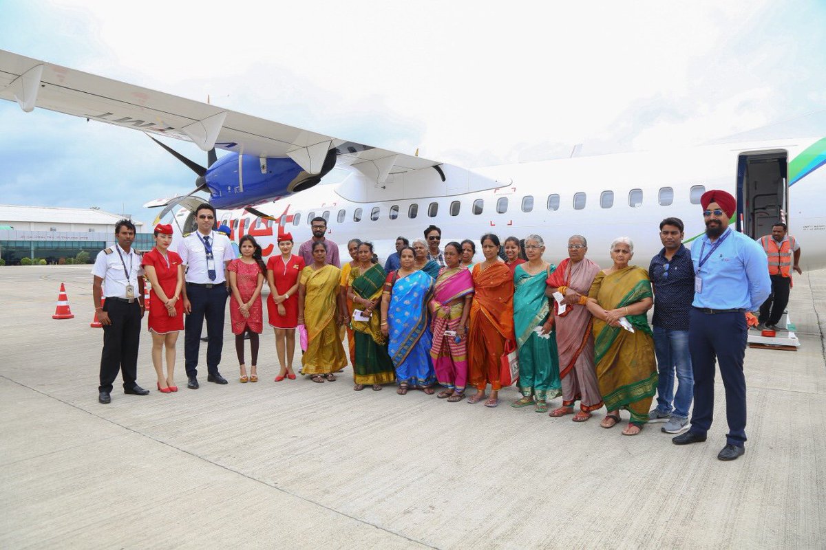 FlyTruJet's tweet photo. On 30th June, Trujet flew 45 elderly women belonging to the St. Anthony's Old Age Home across the skies from Hyderabad to Nanded under the "Wings Of Pride" program in view of the 4th Anniversary celebrations.
Here are the snippets :)
#trujet #wingsofpride #hyderabad #nanded https://t.co/Ph21OgwtNK