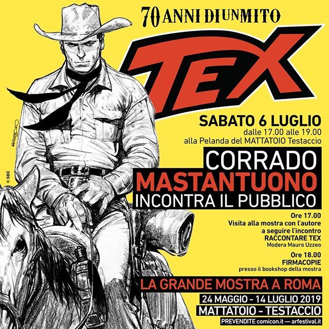 arfestival's tweet photo. #ARF5 >>> 💥SABATO 6 LUGLIO 💥 <<<
#TEX70 ➡️
CORRADO MASTANTUONO incontra il pubblico!
Straordinario interprete delle avventure del ranger per @sergiobonellieditoreufficiale, @corradomastantuono incontrerà il pubblico della grande mostra "TEX - 70 ANNI DI UN MITO" in corso a… https://t.co/DH37HSZV1A