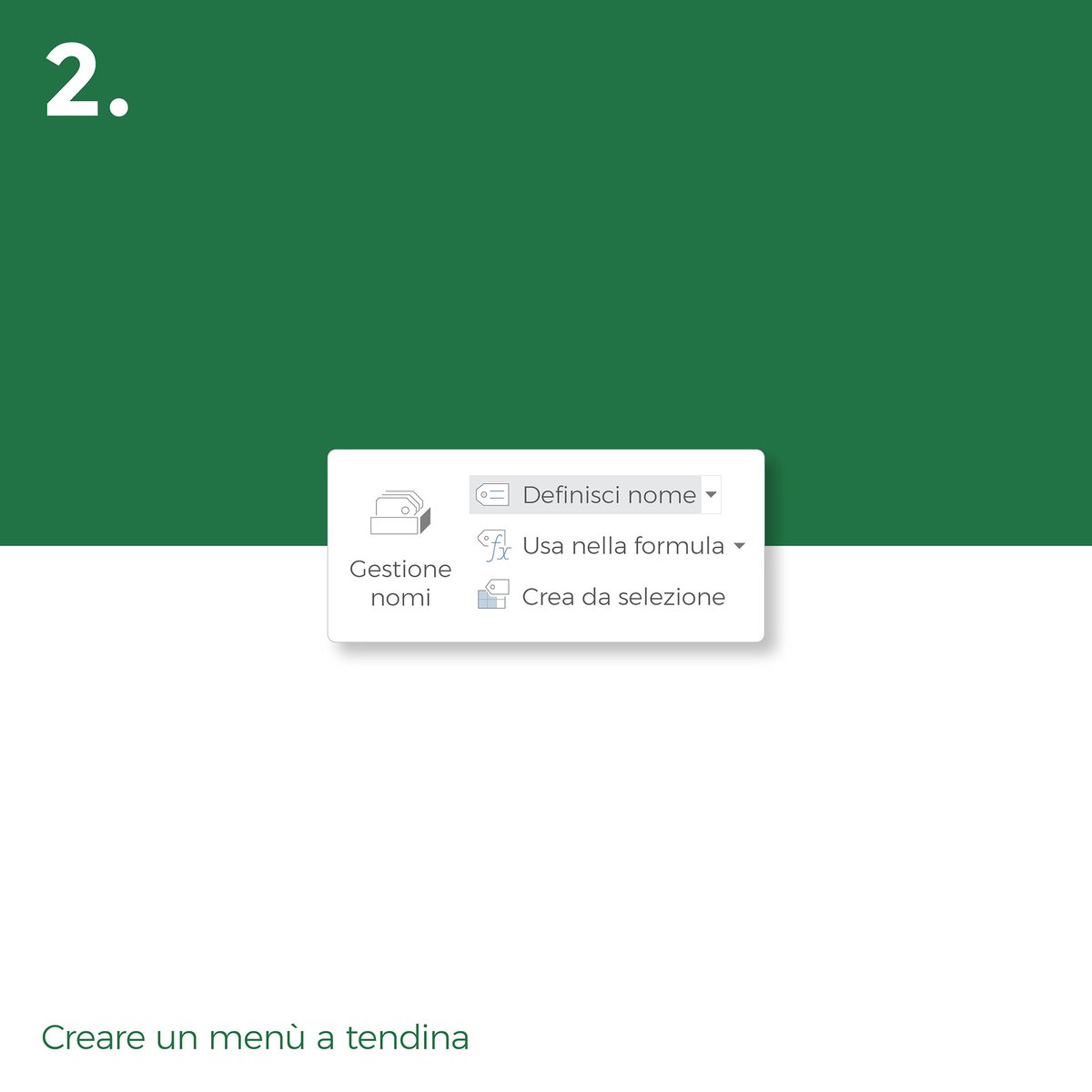 sintesiforma's tweet image. 🚩 Creare un menù a tendina con #MicrosoftExcel
Segui il tutorial sul nostro blog ➡️ zurl.co/5Coq
01 - Scrivete le opzioni | 02 - Cliccate su Definisci Nome | 03 - Attribuite il titolo
#microsoftexceltutorial #corsoexcel #formazioneprofessionale #corsoonline