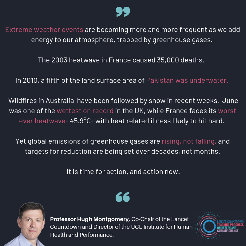LancetCountdown's tweet image. The Mayor of London has declared a #ClimateEmergency and this week London's first ever Climate Action Week is taking place. 

Prof Hugh Montgomery, @LancetCountdown has a powerful message on why #climateclimate must be addressed urgently. #LCAW2019 #LDNClimateAction