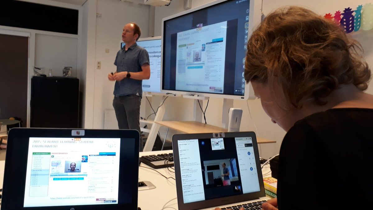 CAT_UUcentre's tweet image. How blended can you learn? The Summercourse on Blended Learning this morning has two online participants. @HoogendoornM online moderates the course for them. #AcademicTeaching #VJOW @Educate_It_UU