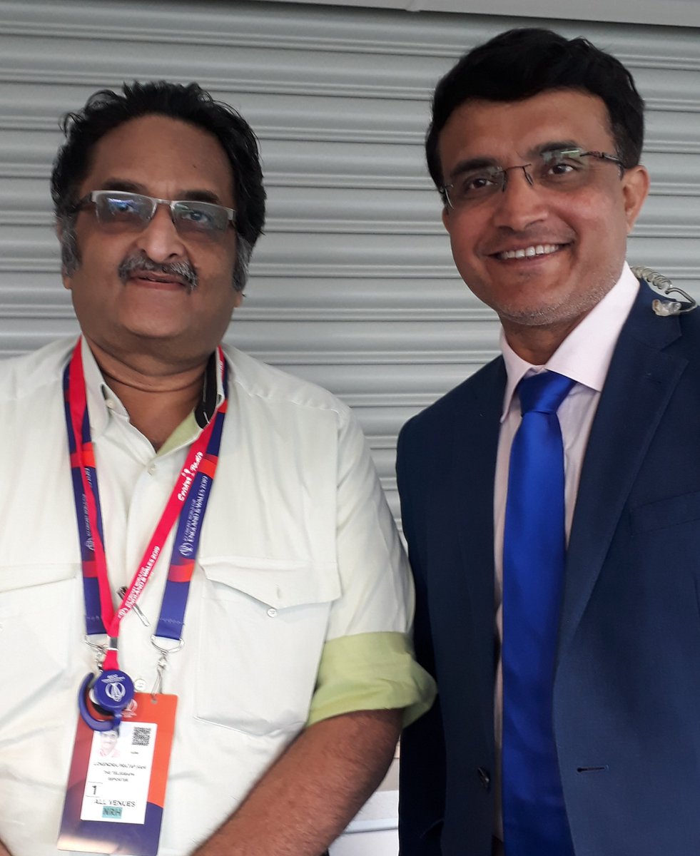 lpsahi's tweet photo. With #TheDada , @SGanguly99 , at @edgbaston ... His role has changed, mine hasn't ! Top captain to a top commentator now... #INDvBAN , #CWC2019 https://t.co/X1ZOJ6sSfs