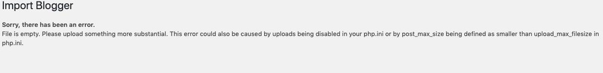 LillianZahra's tweet image. Can anyone recommend someone who can help with migrating Blogger posts to Wordpress? Enjoying seeing this error message for the 20th time right now.
#bloghelp #bloggertowordpress