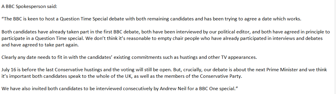 Thehackandhound's tweet photo. BBC response to @jeremyhunt over "absolute joke" TV debate https://t.co/kgs3rD0HDY