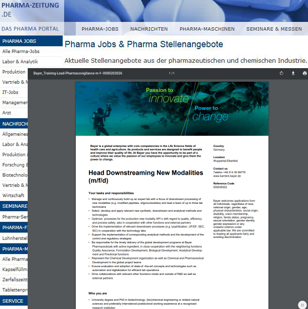 pharmazeitung's tweet image. #Head #Downstreaming New Modalities (m/f/d)
in Wuppertal-Elberfeld
gesucht von @BayerKarriere AG
 pharma-zeitung.de/job/head-downs…