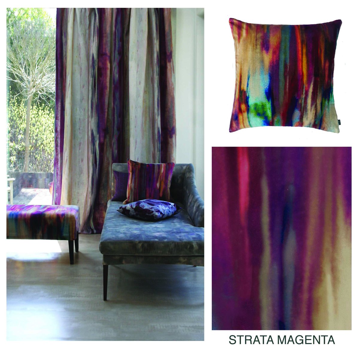 Magenta represents Universal love - whats not to love in this interior scheme! #colour #fabric #homedecor #interiors #strata <a href="/boemedesign/">Boeme</a>