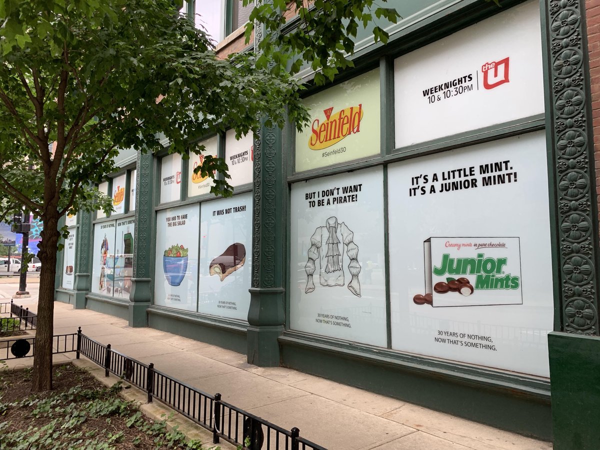 outdoorad's tweet photo. .The #Seinfeld30 celebration takes front and center with this new #OOH install at 900 S. Wabash in Chicago. https://t.co/vRlnHElcnj