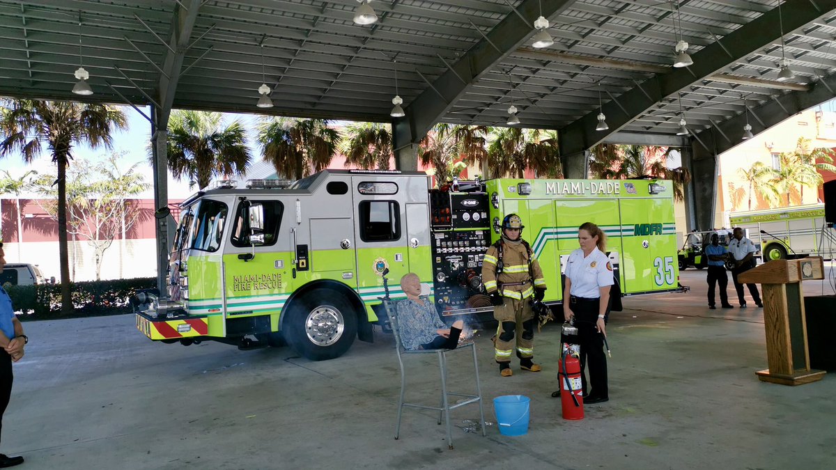 MiamiDadeFire's tweet photo. In preparation for #FourthofJuly celebrations, #MDFR, @JacksonHealth, @CityofMiamiFire &amp; @HialeahFD hosted a joint press conference to raise awareness on the potential dangers of mishandling fireworks. #WorkingTogether #SafetyFirst https://t.co/ZrEiI3C6ow