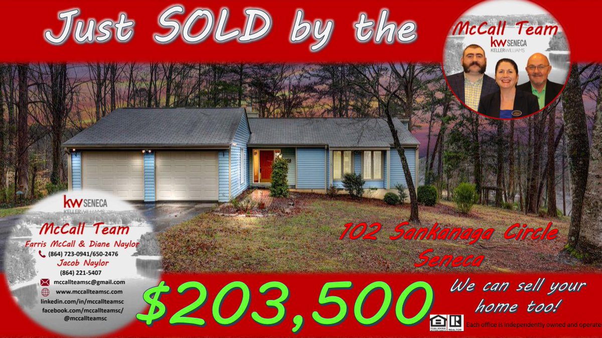 mccallteamsc's tweet photo. Another #home #justsold by the McCall Team!  Happy to help sell their home, and looking forward to helping them purchase their new home!  Need your property sold or looking to buy, call McCall Team! 
#mccallteamsc #kellerwilliams #lakekeowee #swimmingpool #seneca  #realestate https://t.co/pjSsAKukZF