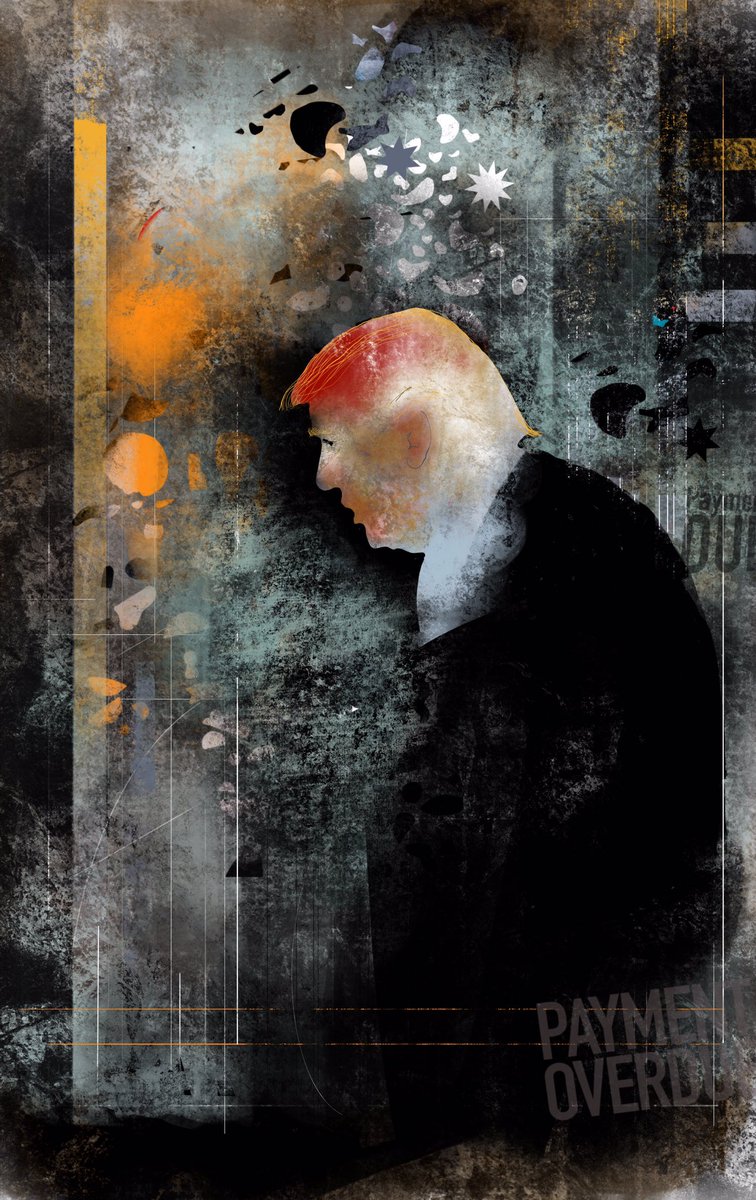 artistjohnny's tweet photo. King Leer and his confetti of unpaid debt. #POTUS #NYC #Trump2020 #Procreate #ipad #Bully #Narcissist #kitaj https://t.co/bqbRUnU3Lj