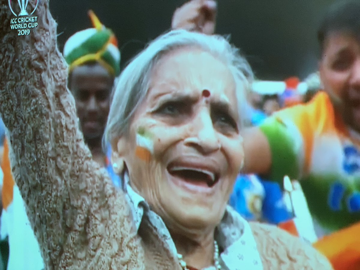 bomanirani's tweet photo. We should work all our lives to have a spirit like hers. 
Nobody will ask how much you have in your bank when you are 87.
But if you have this???? You’re LOADED!!!!

#IndVBan  #CWC2019 https://t.co/ekjqTAvGaR