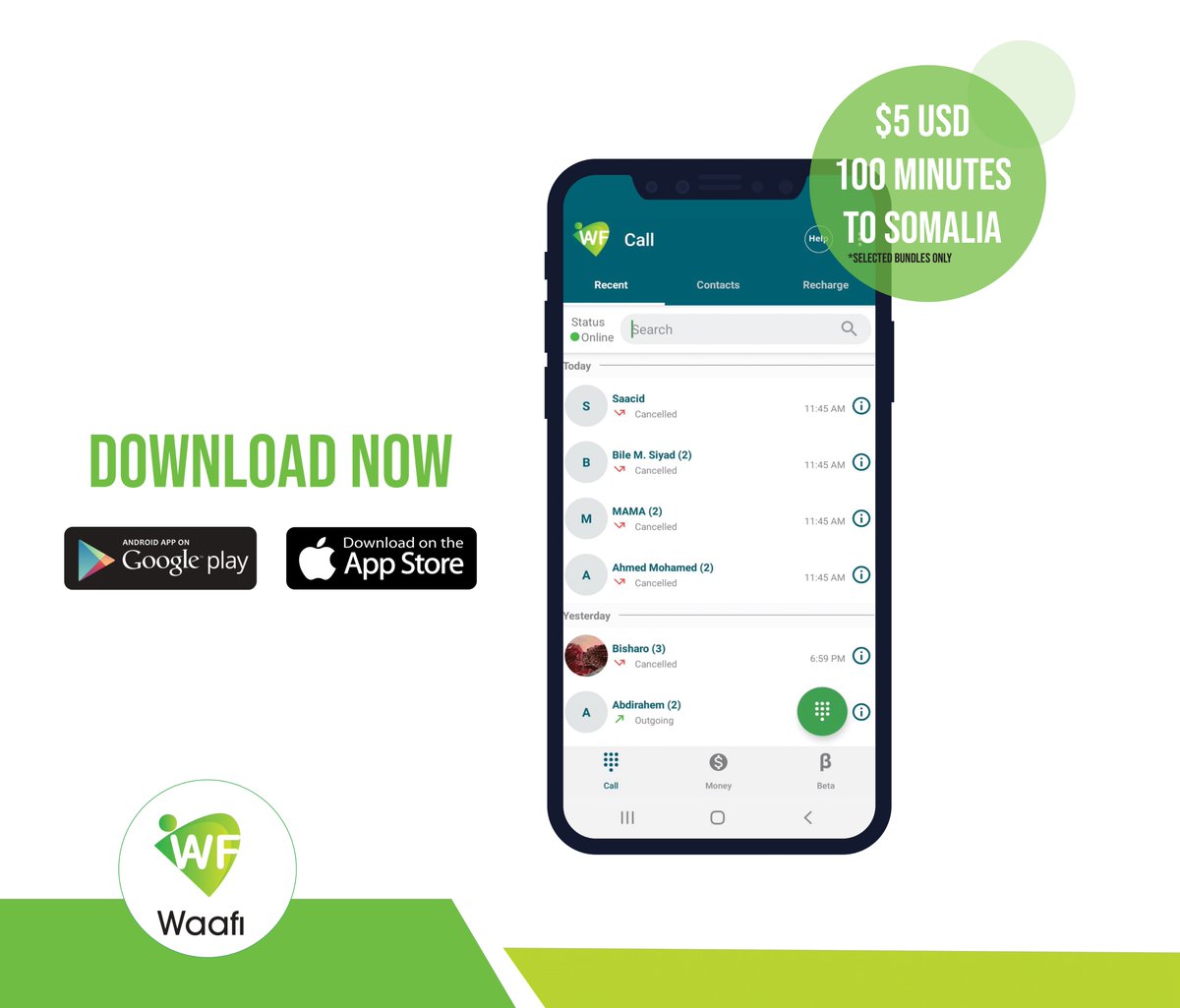 WaafiApp's tweet photo. Easily download and make calls anywhere in the world #WaafiApp
 Dowload for ios https://t.co/p5uHh6D4Pd and android https://t.co/EWBzszWUMo https://t.co/CRlpItrDf9