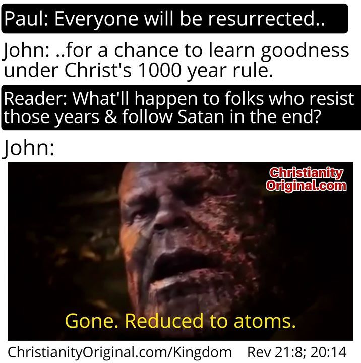 XianityOriginal's tweet image. *#timesofrestoration #seconddeath #avengers #endgame #reducedtoatoms #lakeoffire* What will happen to those of the resurrected mankind who refuse to obey Christ even in the thousand year buff.ly/2CS9OWd and instead turn t… buff.ly/2YqGG23