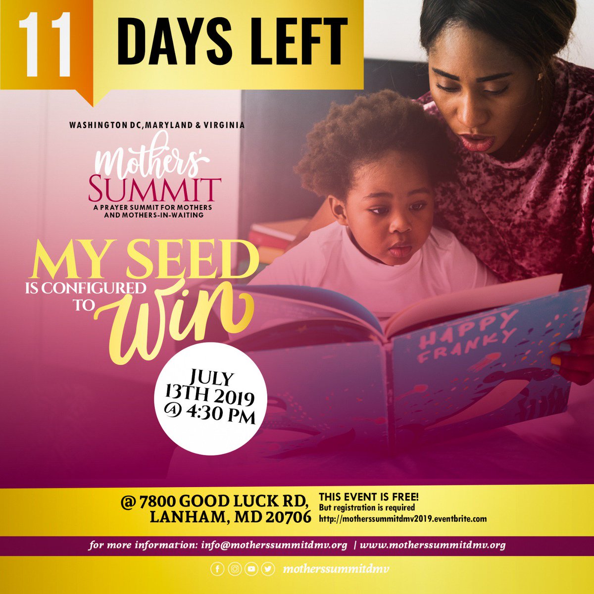 MotherSummitDMV's tweet photo. Happy New Month! We have 11 days to go until Mothers’ Summit DMV. Register today https://t.co/IPrwyi1wqX https://t.co/lVT4yVEL0d