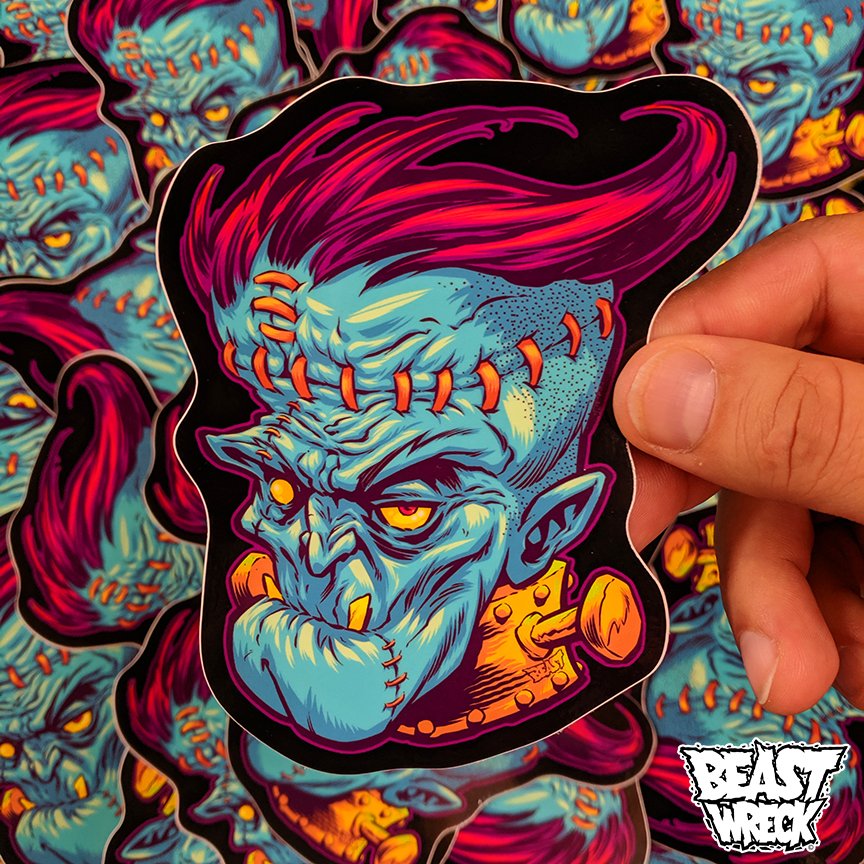 BeastPop's tweet photo. FUNKENSTEIN Vinyl Stickers are BACK IN STOCK! 
GRAB ONE HERE: https://t.co/eeNMxv5Rjy https://t.co/cvYJ2jShBR